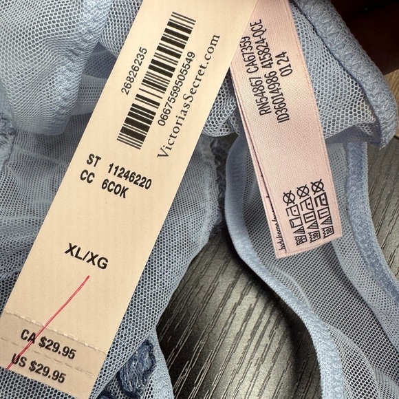 Victoria's Secret Boho Floral Embroidery Brazilian Panty Blue - Picture 6 of 7